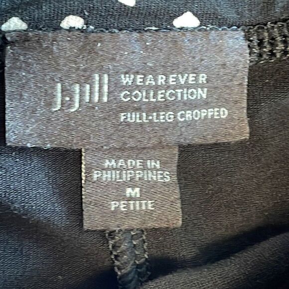 J. Jill Wearever full leg crop pants with pockets black & white print size M Pet - Picture 6 of 8